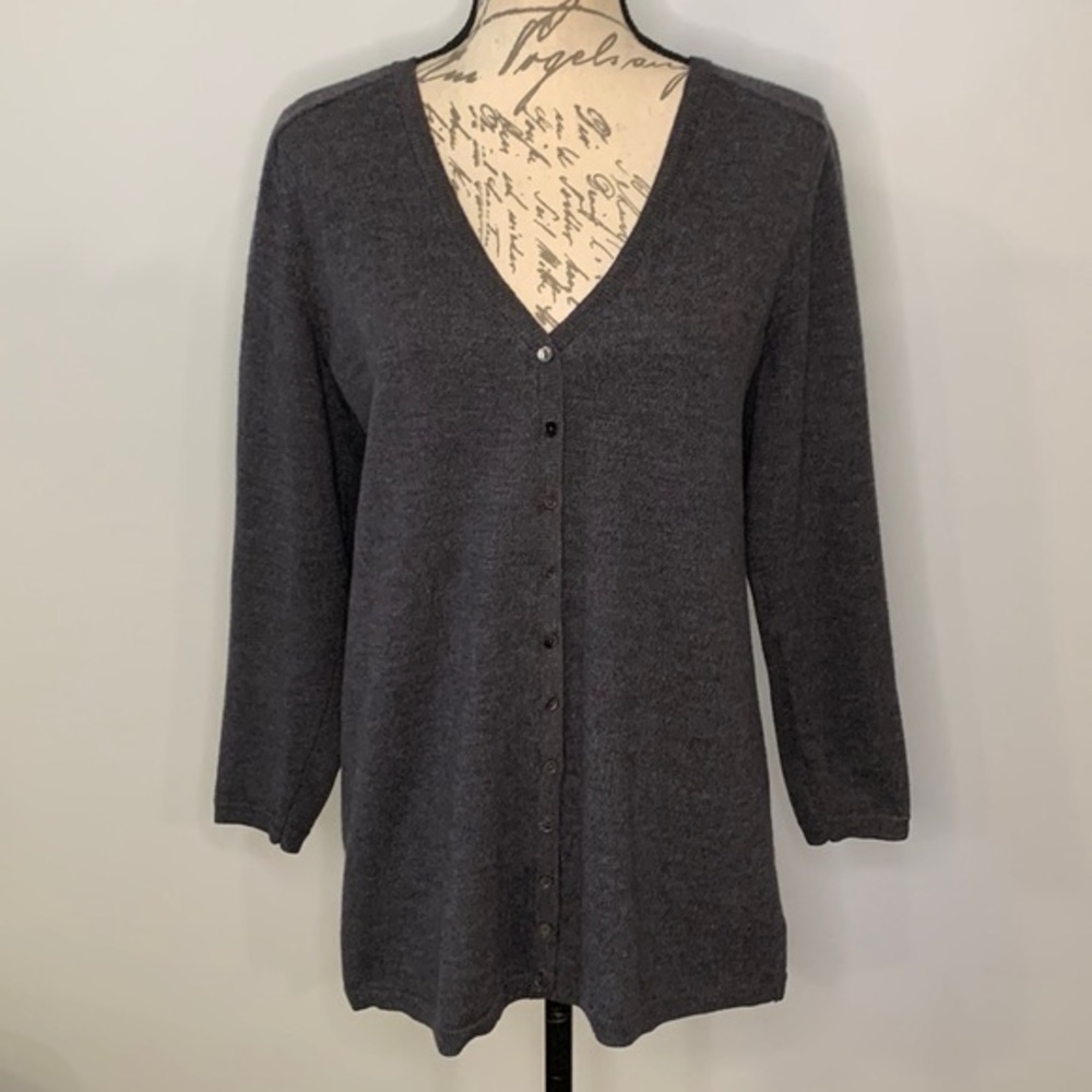 Victor Alfaro wool button front sweater charcoal gray L